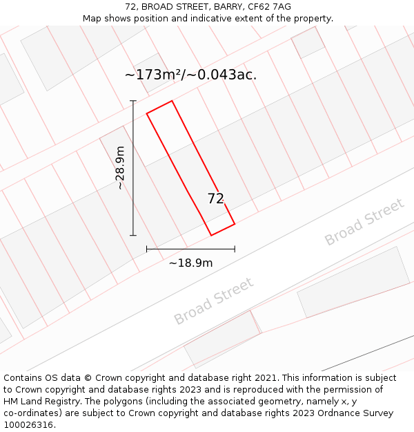 72, BROAD STREET, BARRY, CF62 7AG: Plot and title map