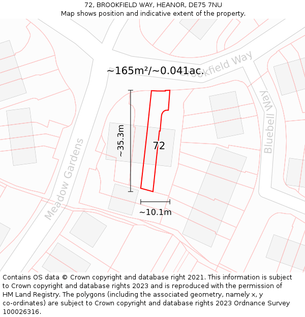 72, BROOKFIELD WAY, HEANOR, DE75 7NU: Plot and title map
