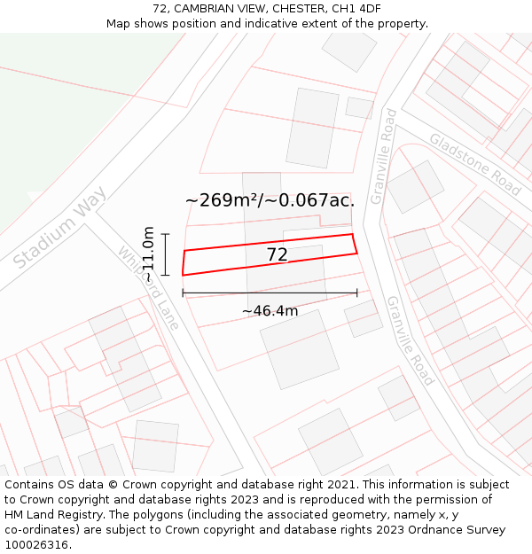 72, CAMBRIAN VIEW, CHESTER, CH1 4DF: Plot and title map