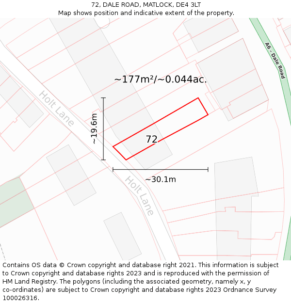 72, DALE ROAD, MATLOCK, DE4 3LT: Plot and title map
