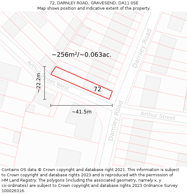 72, DARNLEY ROAD, GRAVESEND, DA11 0SE: Plot and title map