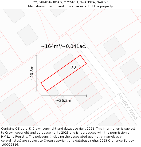 72, FARADAY ROAD, CLYDACH, SWANSEA, SA6 5JS: Plot and title map