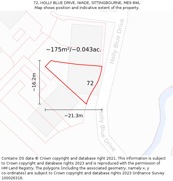 72, HOLLY BLUE DRIVE, IWADE, SITTINGBOURNE, ME9 8WL: Plot and title map