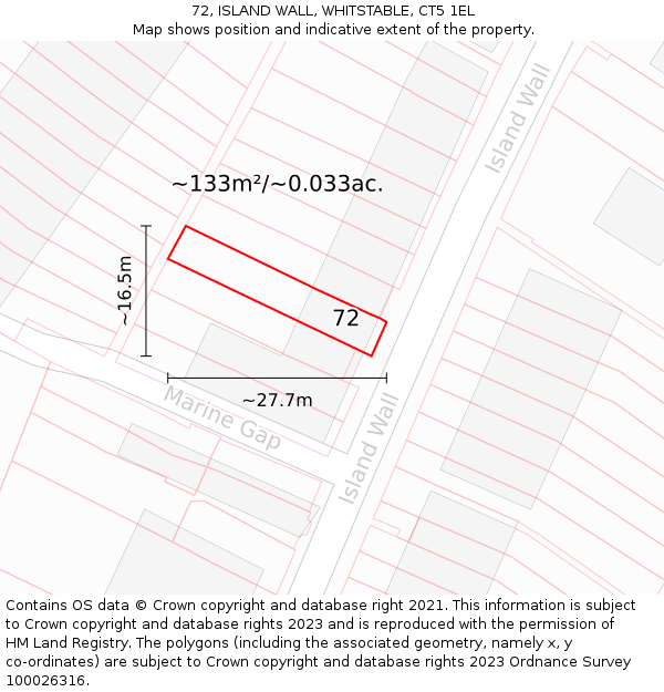72, ISLAND WALL, WHITSTABLE, CT5 1EL: Plot and title map