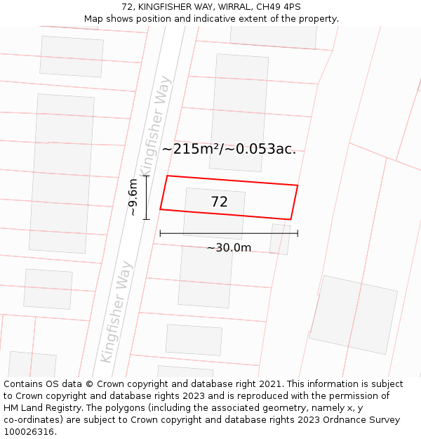 72, KINGFISHER WAY, WIRRAL, CH49 4PS: Plot and title map