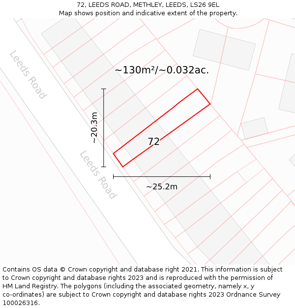 72, LEEDS ROAD, METHLEY, LEEDS, LS26 9EL: Plot and title map