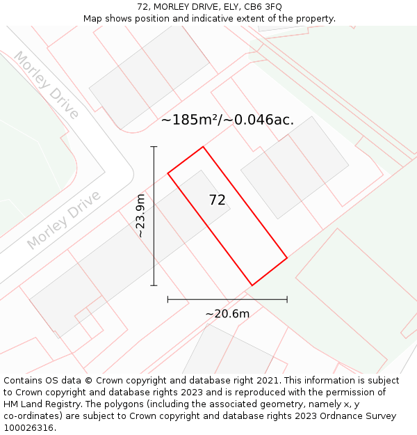 72, MORLEY DRIVE, ELY, CB6 3FQ: Plot and title map