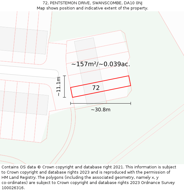 72, PENTSTEMON DRIVE, SWANSCOMBE, DA10 0NJ: Plot and title map