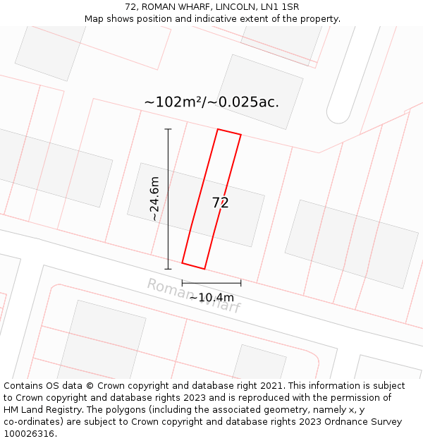 72, ROMAN WHARF, LINCOLN, LN1 1SR: Plot and title map