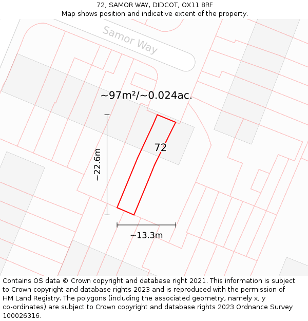 72, SAMOR WAY, DIDCOT, OX11 8RF: Plot and title map