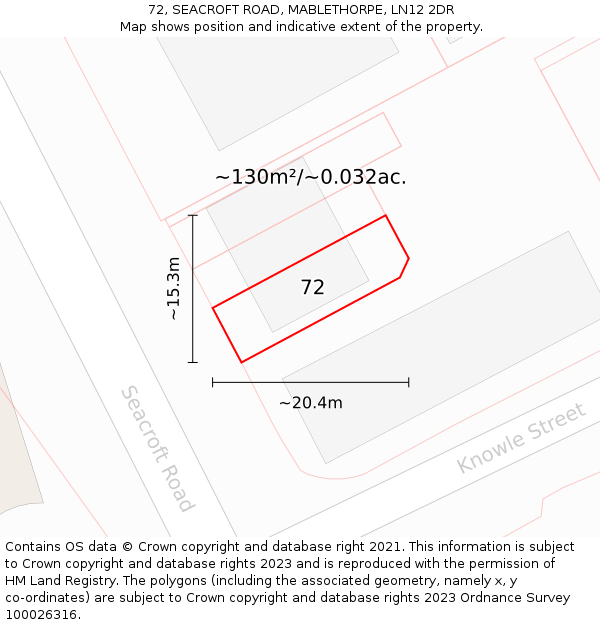 72, SEACROFT ROAD, MABLETHORPE, LN12 2DR: Plot and title map