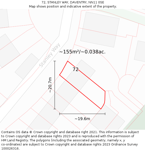 72, STANLEY WAY, DAVENTRY, NN11 0SE: Plot and title map