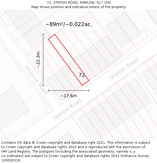 72, STATION ROAD, MARLOW, SL7 1NX: Plot and title map