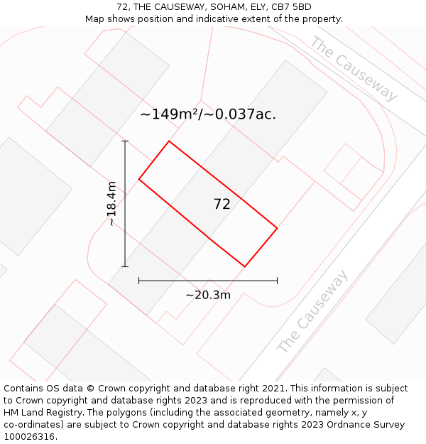 72, THE CAUSEWAY, SOHAM, ELY, CB7 5BD: Plot and title map