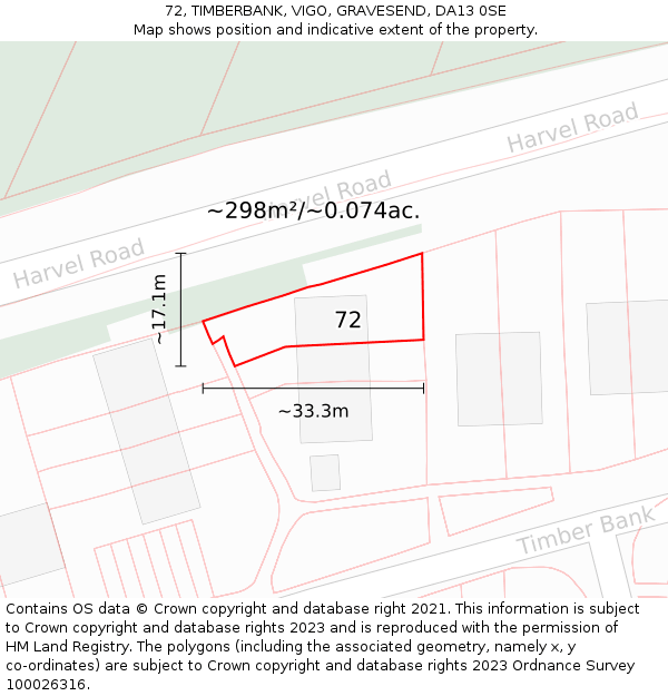 72, TIMBERBANK, VIGO, GRAVESEND, DA13 0SE: Plot and title map