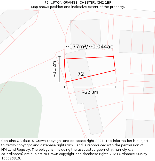 72, UPTON GRANGE, CHESTER, CH2 1BF: Plot and title map