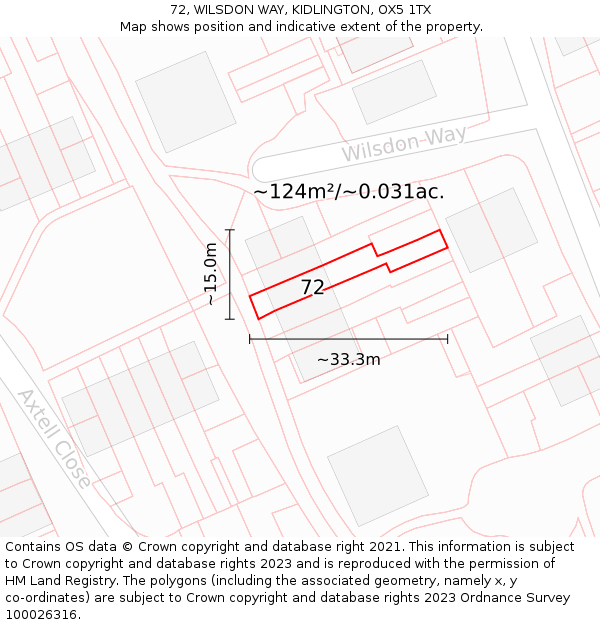 72, WILSDON WAY, KIDLINGTON, OX5 1TX: Plot and title map