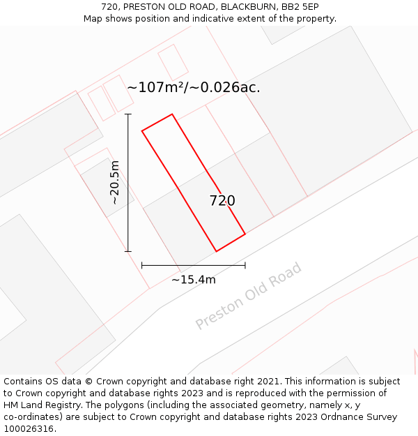 720, PRESTON OLD ROAD, BLACKBURN, BB2 5EP: Plot and title map