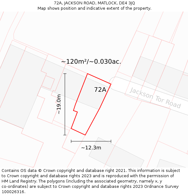 72A, JACKSON ROAD, MATLOCK, DE4 3JQ: Plot and title map