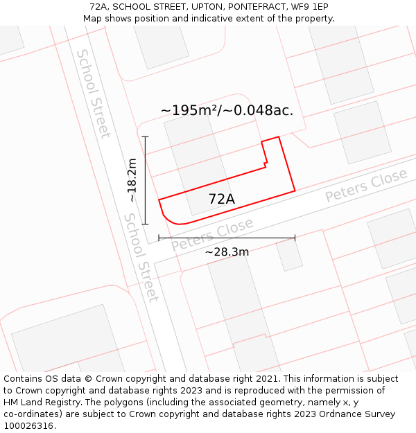 72A, SCHOOL STREET, UPTON, PONTEFRACT, WF9 1EP: Plot and title map