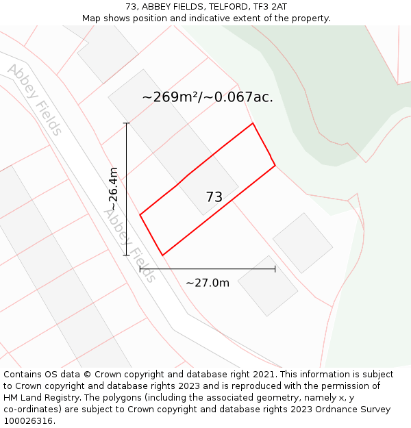 73, ABBEY FIELDS, TELFORD, TF3 2AT: Plot and title map