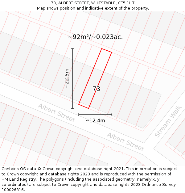 73, ALBERT STREET, WHITSTABLE, CT5 1HT: Plot and title map