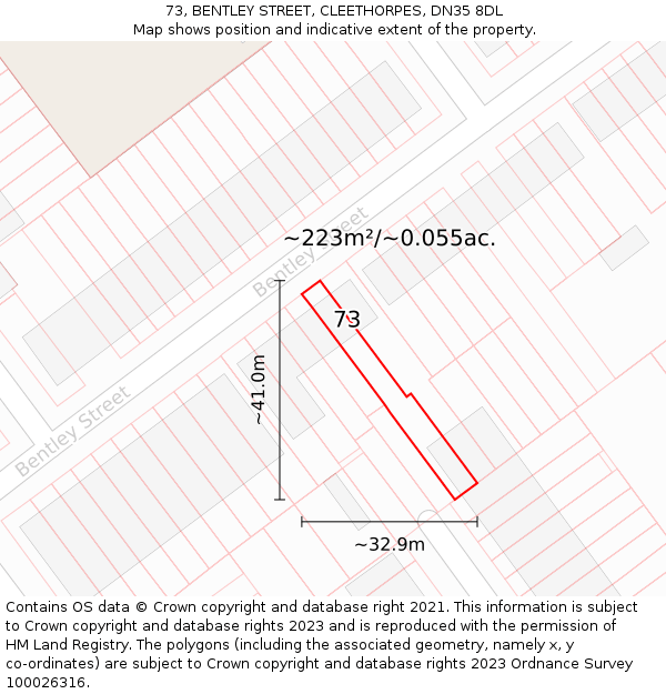 73, BENTLEY STREET, CLEETHORPES, DN35 8DL: Plot and title map