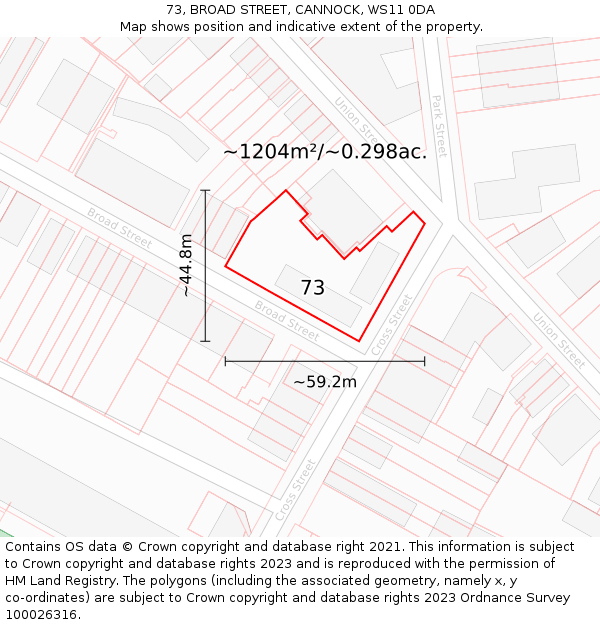 73, BROAD STREET, CANNOCK, WS11 0DA: Plot and title map