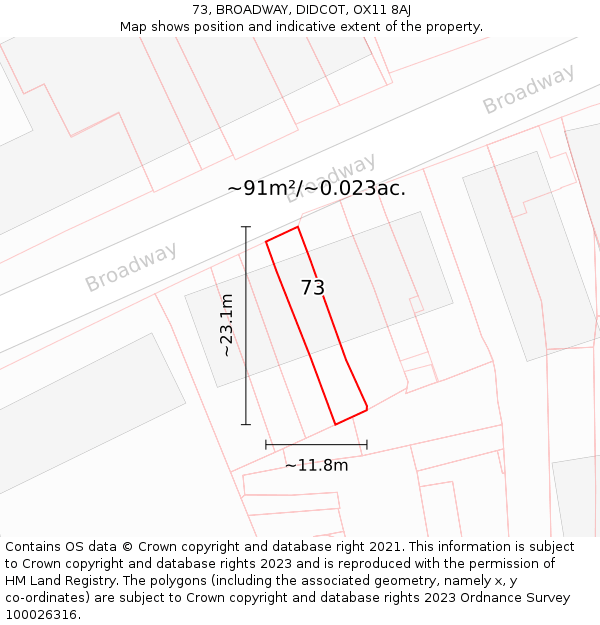 73, BROADWAY, DIDCOT, OX11 8AJ: Plot and title map