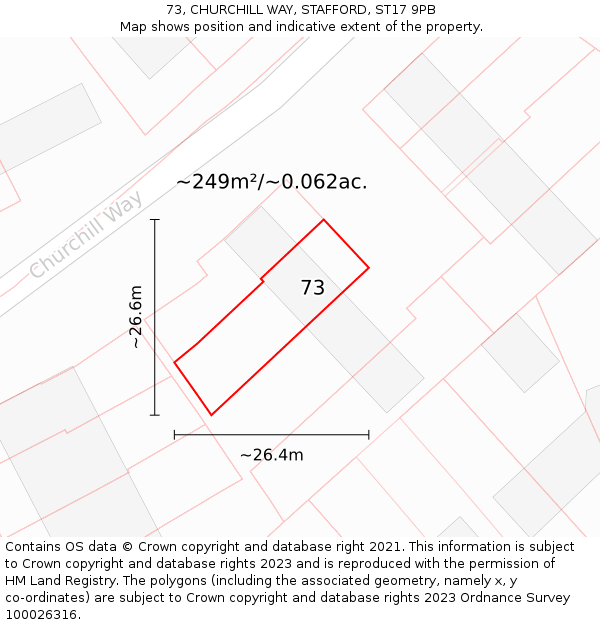 73, CHURCHILL WAY, STAFFORD, ST17 9PB: Plot and title map