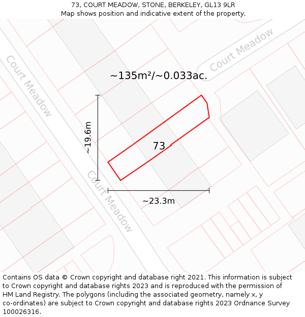 73, COURT MEADOW, STONE, BERKELEY, GL13 9LR: Plot and title map
