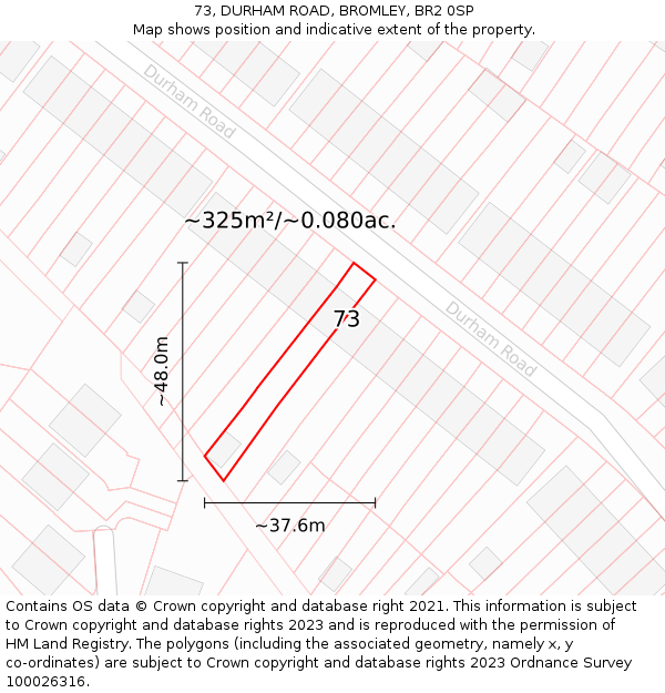 73, DURHAM ROAD, BROMLEY, BR2 0SP: Plot and title map
