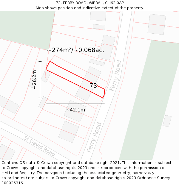 73, FERRY ROAD, WIRRAL, CH62 0AP: Plot and title map