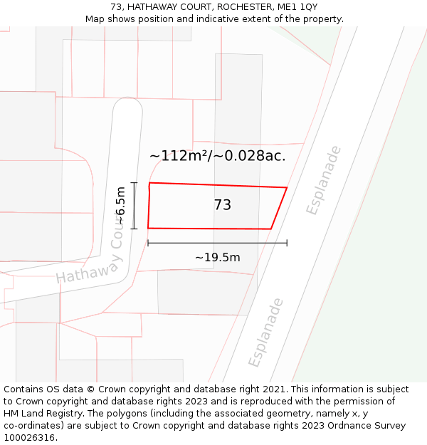73, HATHAWAY COURT, ROCHESTER, ME1 1QY: Plot and title map