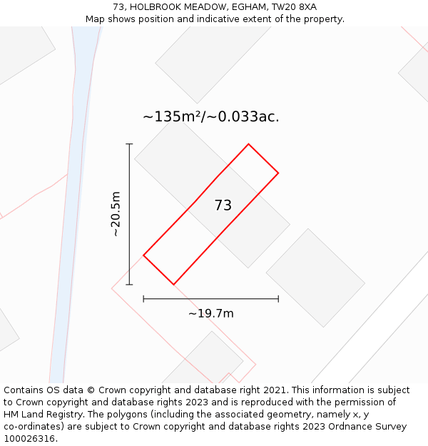 73, HOLBROOK MEADOW, EGHAM, TW20 8XA: Plot and title map