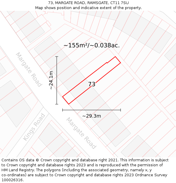73, MARGATE ROAD, RAMSGATE, CT11 7SU: Plot and title map