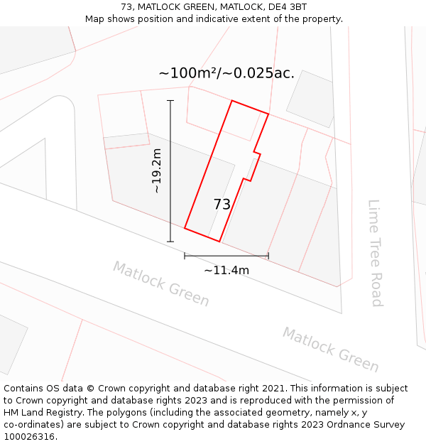 73, MATLOCK GREEN, MATLOCK, DE4 3BT: Plot and title map