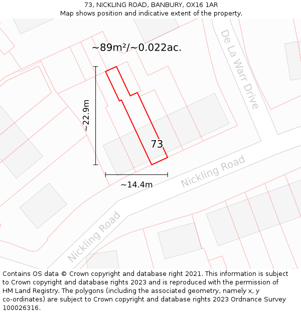 73, NICKLING ROAD, BANBURY, OX16 1AR: Plot and title map