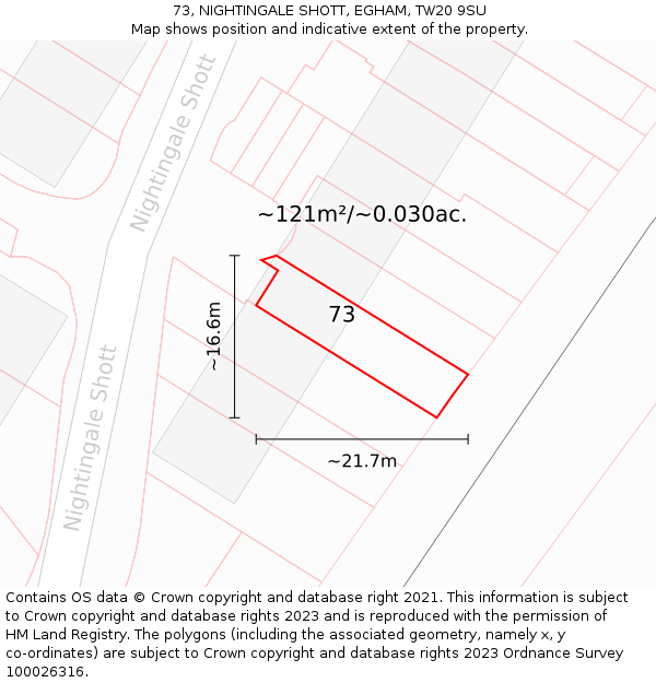 73, NIGHTINGALE SHOTT, EGHAM, TW20 9SU: Plot and title map