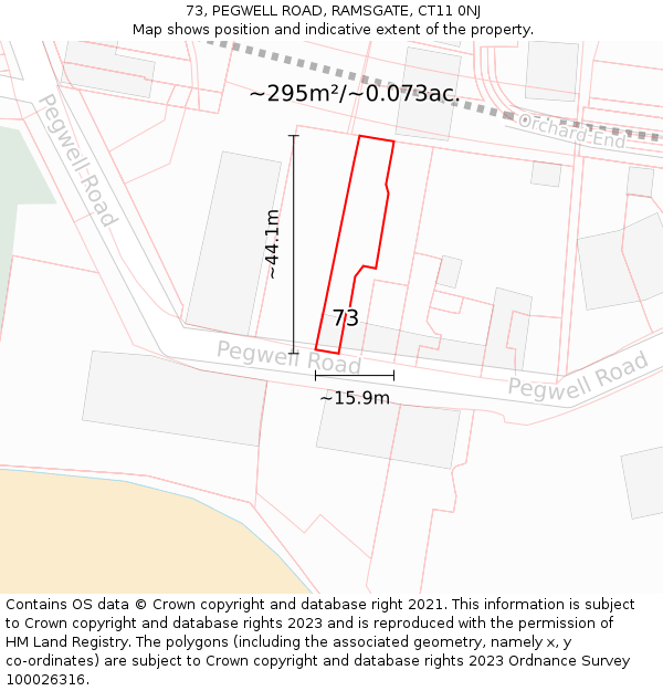 73, PEGWELL ROAD, RAMSGATE, CT11 0NJ: Plot and title map