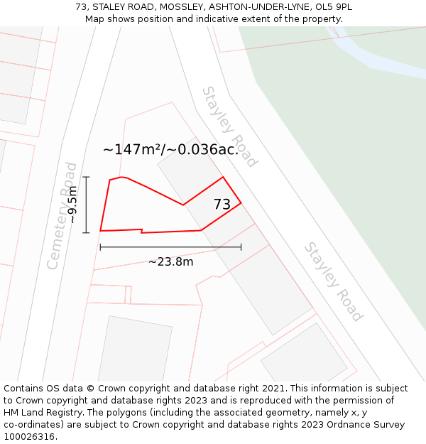 73, STALEY ROAD, MOSSLEY, ASHTON-UNDER-LYNE, OL5 9PL: Plot and title map