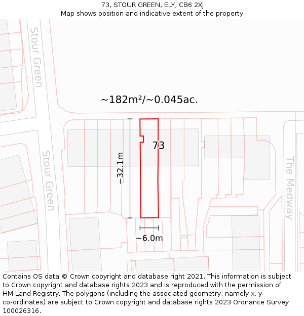 73, STOUR GREEN, ELY, CB6 2XJ: Plot and title map