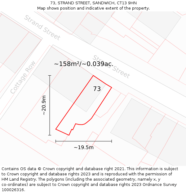 73, STRAND STREET, SANDWICH, CT13 9HN: Plot and title map