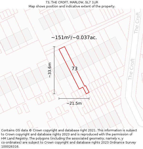 73, THE CROFT, MARLOW, SL7 1UR: Plot and title map