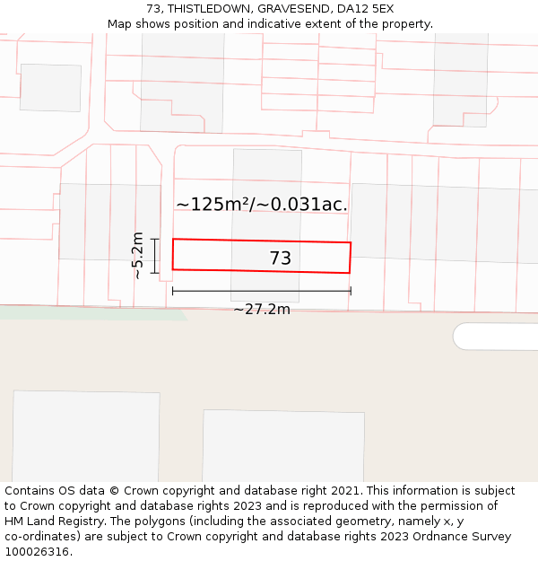 73, THISTLEDOWN, GRAVESEND, DA12 5EX: Plot and title map