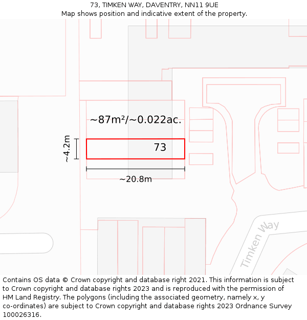 73, TIMKEN WAY, DAVENTRY, NN11 9UE: Plot and title map
