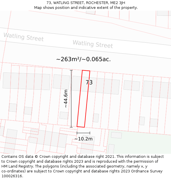 73, WATLING STREET, ROCHESTER, ME2 3JH: Plot and title map