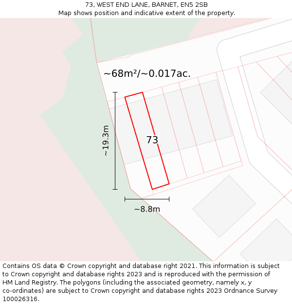 73, WEST END LANE, BARNET, EN5 2SB: Plot and title map