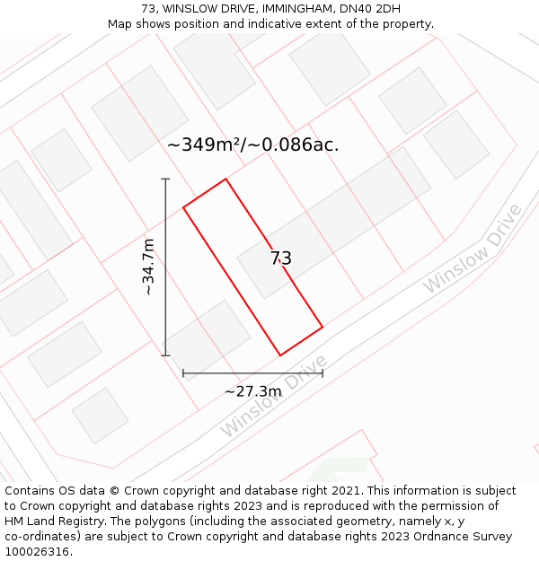 73, WINSLOW DRIVE, IMMINGHAM, DN40 2DH: Plot and title map