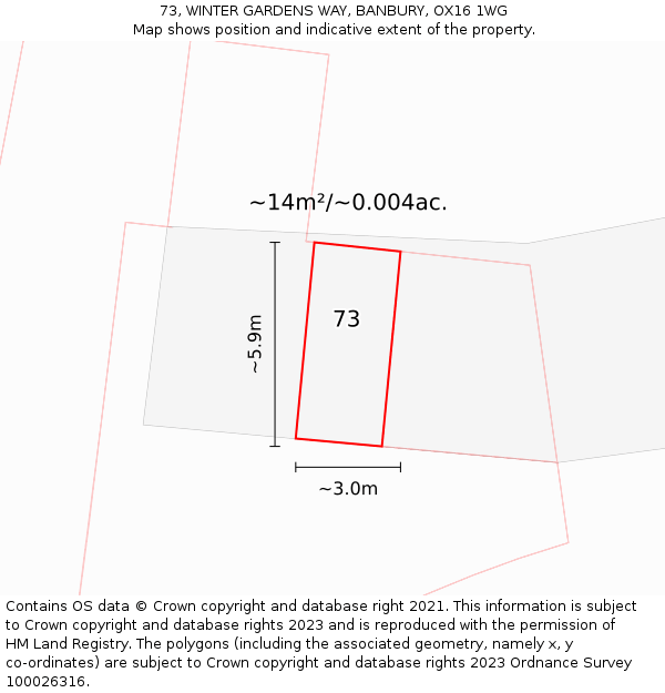 73, WINTER GARDENS WAY, BANBURY, OX16 1WG: Plot and title map